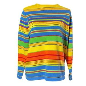 Lauren Ralph Lauren Multi Color Striped Cotton Sweater Size Large